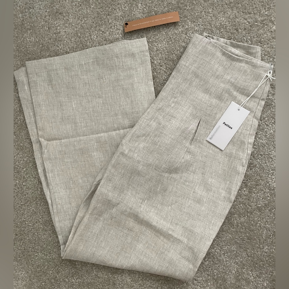 Reformation Petite Cleo Linen Pant - 2P - Oatmeal
